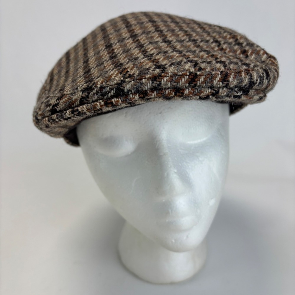 Country Gentleman Flat Cap Mens M Newsboy Gatsby  Brown Plaid Wool Blend Ivy Hat